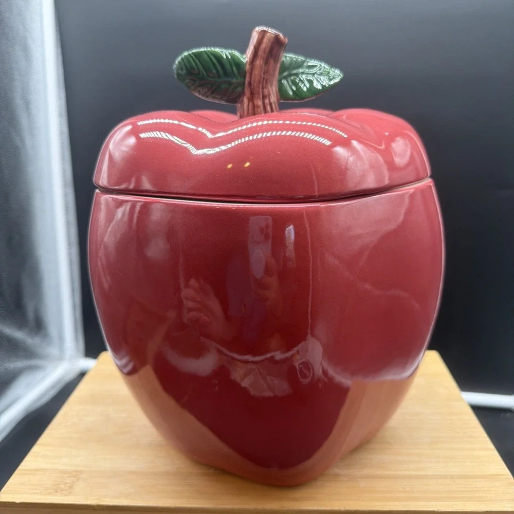 Red Vintage Ceramic Apple Cookie Jar